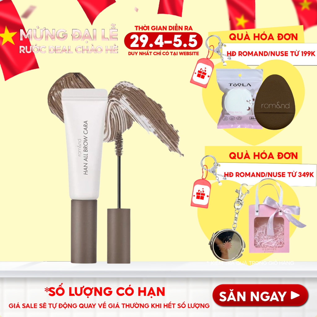 Mascara Chân Mày Romand Siêu Tự Nhiên, Bền Màu, Lâu Trôi Han All Brow Cara 9g