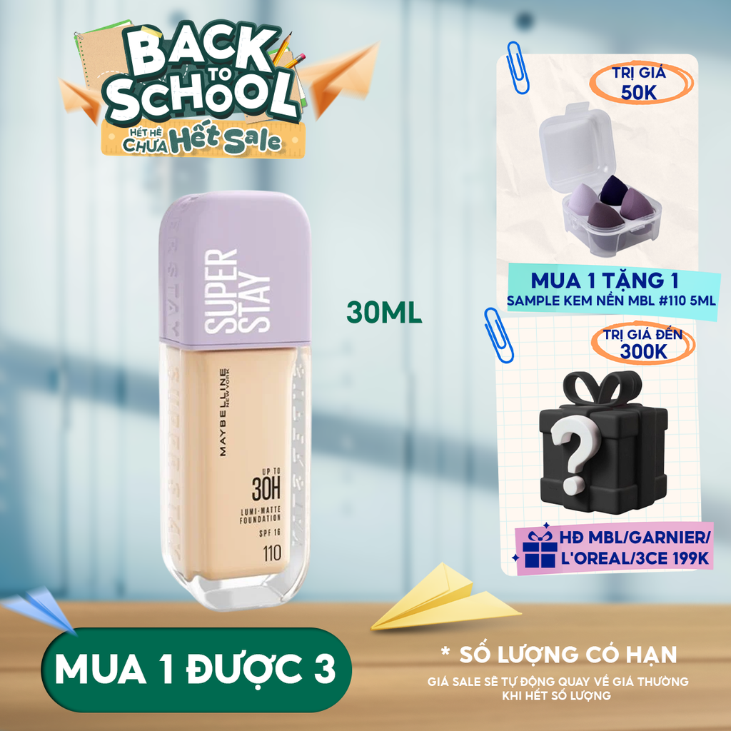 Kem Nền Maybelline Bắt Sáng, Che Phủ Cao, Siêu Nhẹ Mặt Super Stay Up To 30H Lumi Matte Foundation 35ml