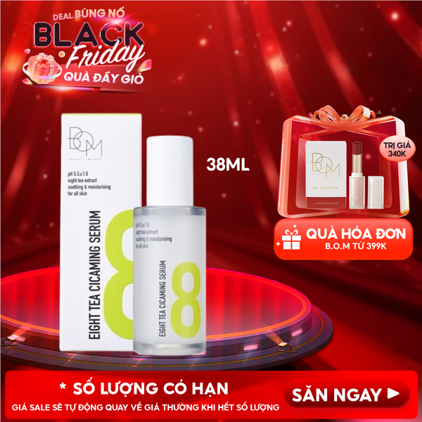  Serum B.O.M Tinh Chất Cấp Ẩm, Hỗ Trợ Phục Hồi Da Chuyên Sâu Chiết Xuất Rau Má Và Trà Eight Tea Cicaming Serum 38ml 