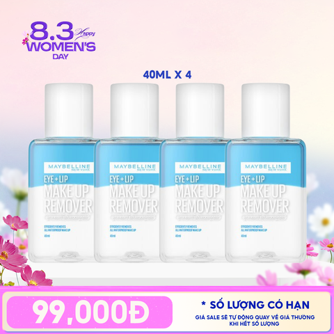COMBO 4 Nước Tẩy Trang Mắt Môi Maybelline Eye & Lip Makeup Remover 40ml