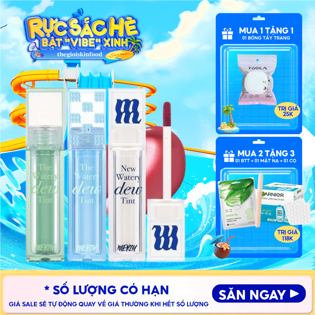 [NEW DEW] Son Tint Bóng Merzy Dạng Thạch, Bền Màu, Lâu Trôi Cho Đôi Môi Căng Mọng, Ẩm Mịn The Watery Dew Tint