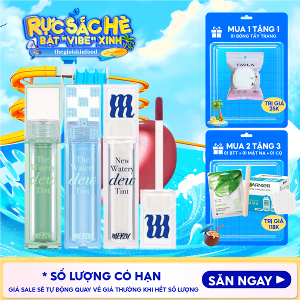  [NEW DEW] Son Tint Bóng Merzy Dạng Thạch, Bền Màu, Lâu Trôi Cho Đôi Môi Căng Mọng, Ẩm Mịn The Watery Dew Tint 