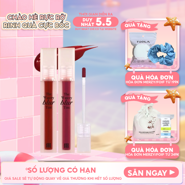  Son Kem Lì Lên Màu Chuẩn, Mịn Mượt Nhẹ Môi Merzy The Watery Blur Tint 4ml 