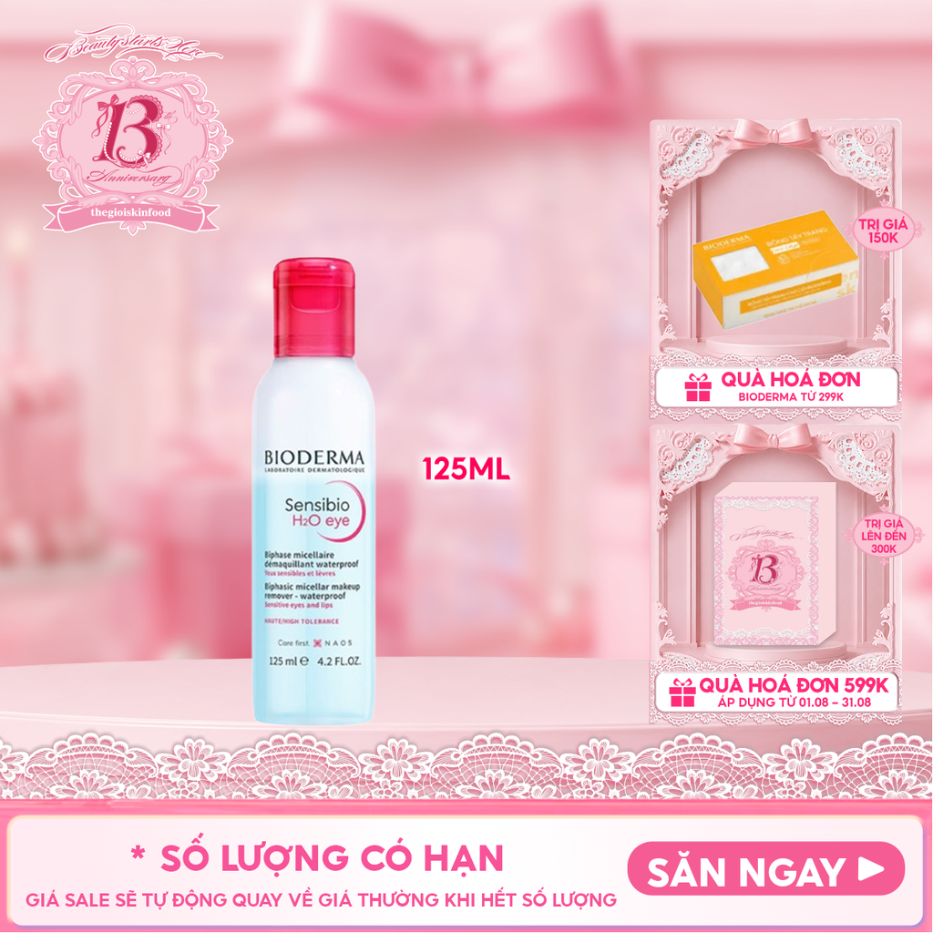 Tẩy Trang Mắt Môi Bioderma Sạch Thoáng, Mềm Mịn Sensibio H2O Eye 125ml