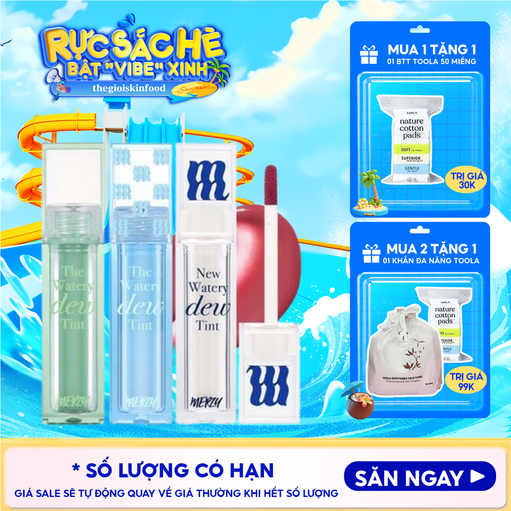 [NEW DEW] Son Tint Bóng Merzy Dạng Thạch, Bền Màu, Lâu Trôi Cho Đôi Môi Căng Mọng, Ẩm Mịn The Watery Dew Tint
