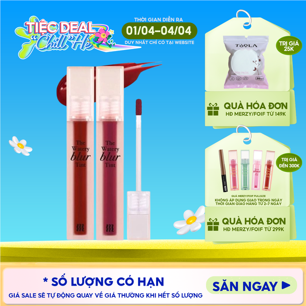  Son Kem Lì Lên Màu Chuẩn, Mịn Mượt Nhẹ Môi Merzy The Watery Blur Tint 4ml 