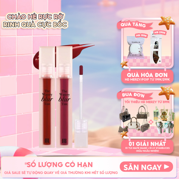  Son Kem Lì Lên Màu Chuẩn, Mịn Mượt Nhẹ Môi Merzy The Watery Blur Tint 4ml 
