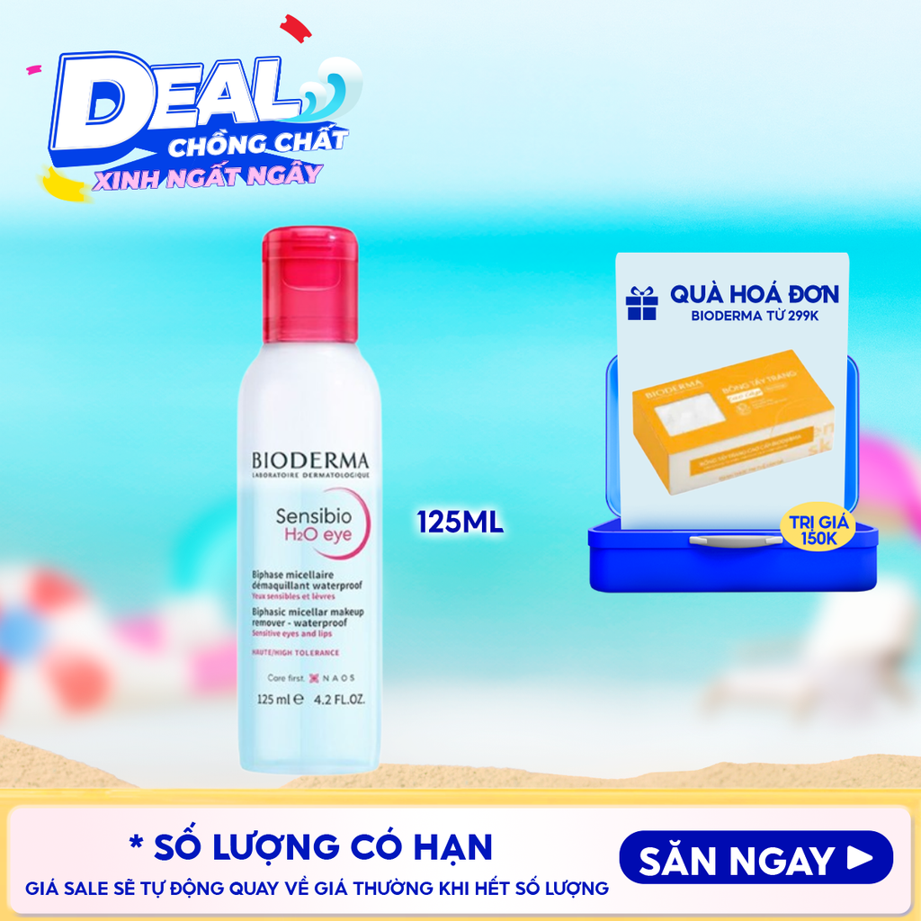 Tẩy Trang Mắt Môi Bioderma Sạch Thoáng, Mềm Mịn Sensibio H2O Eye 125ml