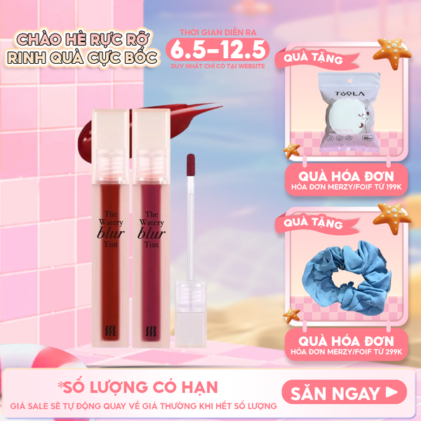  Son Kem Lì Lên Màu Chuẩn, Mịn Mượt Nhẹ Môi Merzy The Watery Blur Tint 4ml 