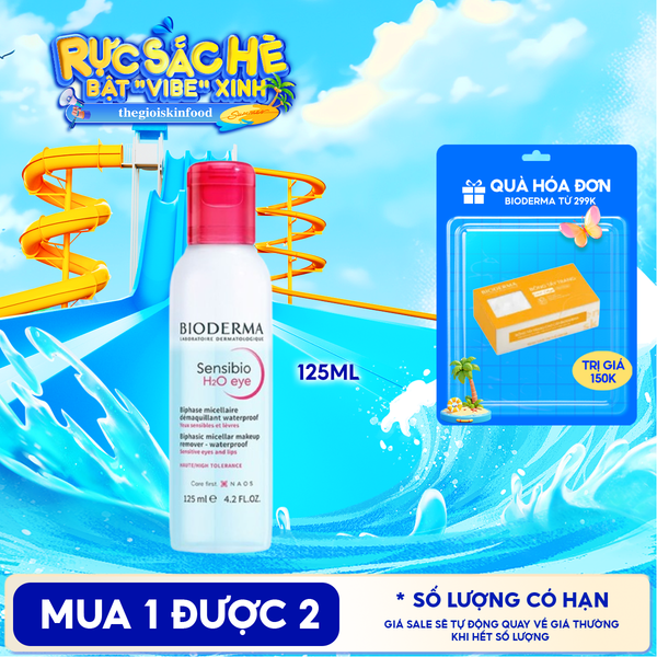  Tẩy Trang Mắt Môi Bioderma Sạch Thoáng, Mềm Mịn Sensibio H2O Eye 125ml 
