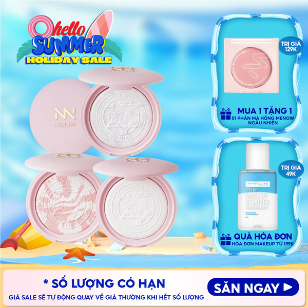  [Vietnam Edition] Phấn Phủ Nén MENOW Mỏng Nhẹ Tự Nhiên Clear Radiant Pressed Powder 7g 