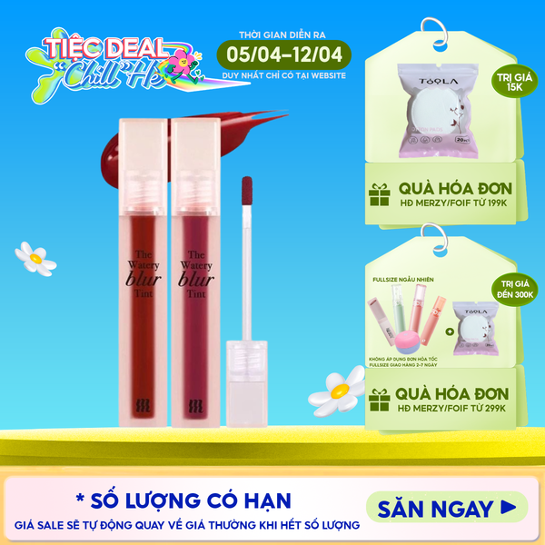 Son Kem Lì Lên Màu Chuẩn, Mịn Mượt Nhẹ Môi Merzy The Watery Blur Tint 4ml 