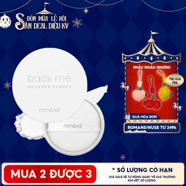  Phấn Phủ Romand Dạng Bột Che Phủ Tốt Giúp Da Mịn Màng Back Me No Sebum Powder 5g 