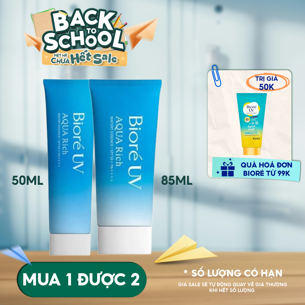 Kem Chống Nắng Bioré Dưỡng Ẩm UV Aqua Rich Watery Essence SPF50+/PA++++