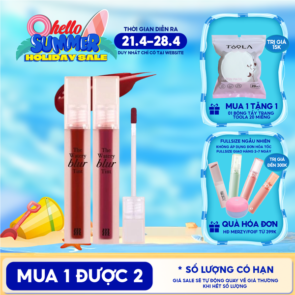  Son Kem Lì Lên Màu Chuẩn, Mịn Mượt Nhẹ Môi Merzy The Watery Blur Tint 4ml 