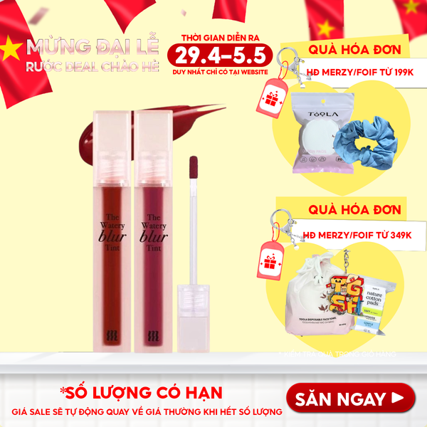  Son Kem Lì Lên Màu Chuẩn, Mịn Mượt Nhẹ Môi Merzy The Watery Blur Tint 4ml 
