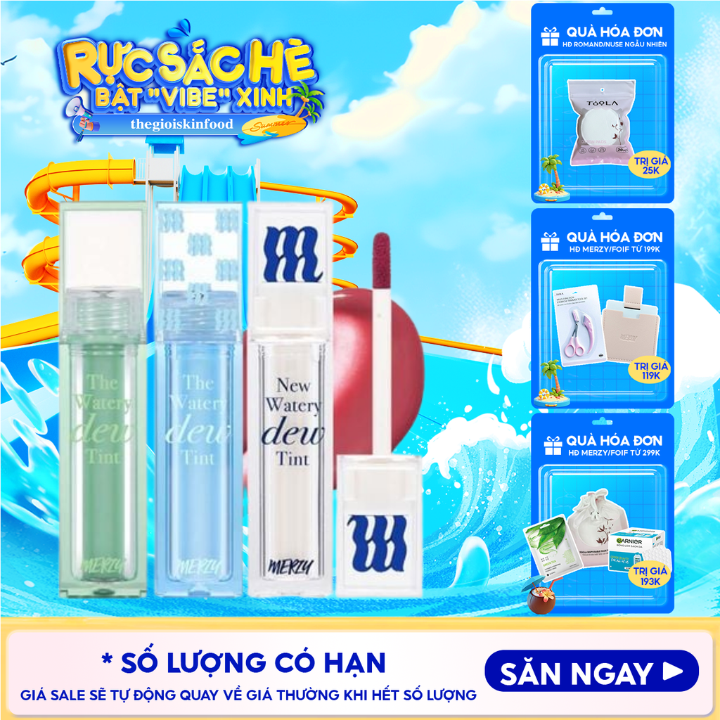[NEW DEW] Son Tint Bóng Merzy Dạng Thạch, Bền Màu, Lâu Trôi Cho Đôi Môi Căng Mọng, Ẩm Mịn The Watery Dew Tint
