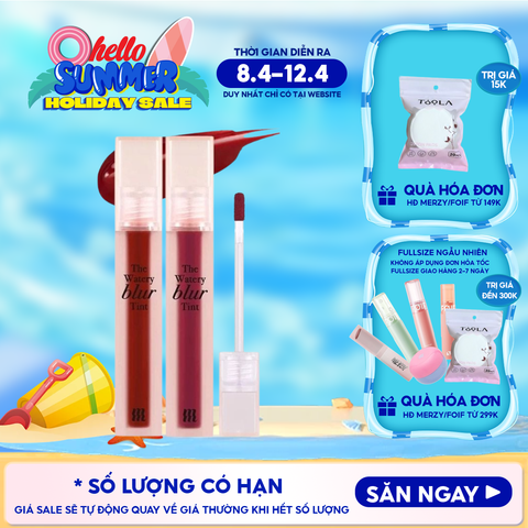 Son Kem Lì Lên Màu Chuẩn, Mịn Mượt Nhẹ Môi Merzy The Watery Blur Tint 4ml
