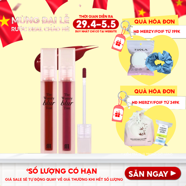  Son Kem Lì Lên Màu Chuẩn, Mịn Mượt Nhẹ Môi Merzy The Watery Blur Tint 4ml 