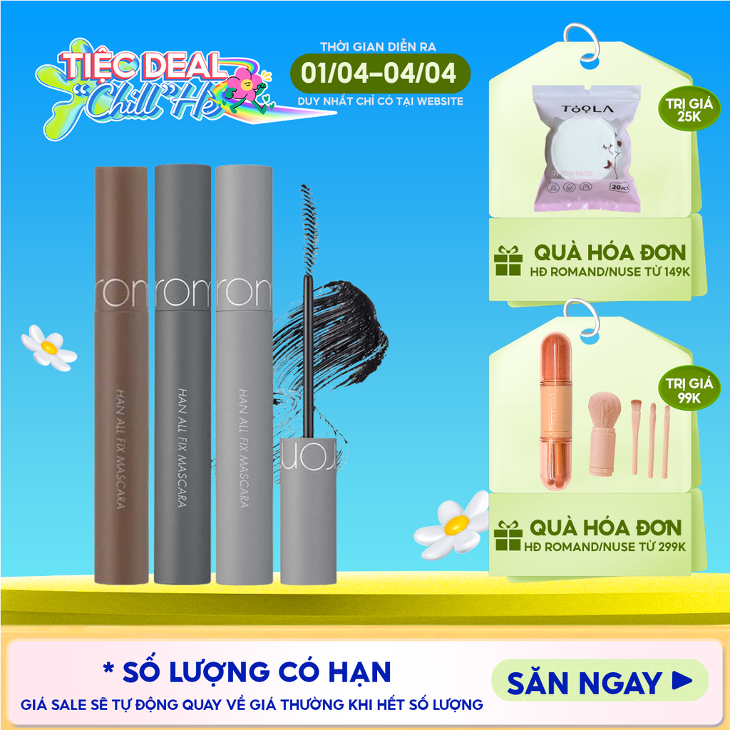 Mascara Chuốt Mi Romand Siêu Dài Và Cong Mi Tự Nhiên, Chống Trôi Hiệu Quả Han All Fix Mascara - Han All Line 7g