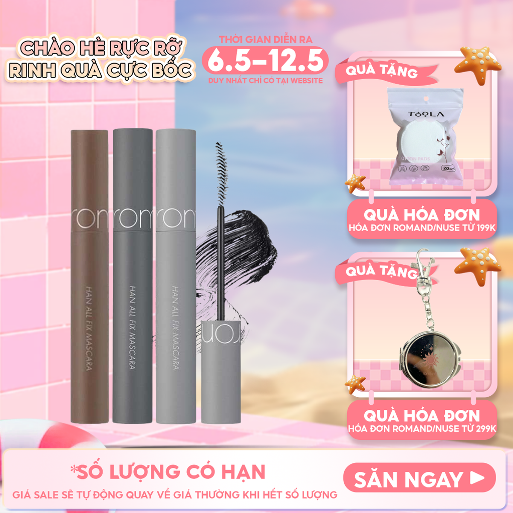 Mascara Chuốt Mi Romand Siêu Dài Và Cong Mi Tự Nhiên, Chống Trôi Hiệu Quả Han All Fix Mascara - Han All Line 7g