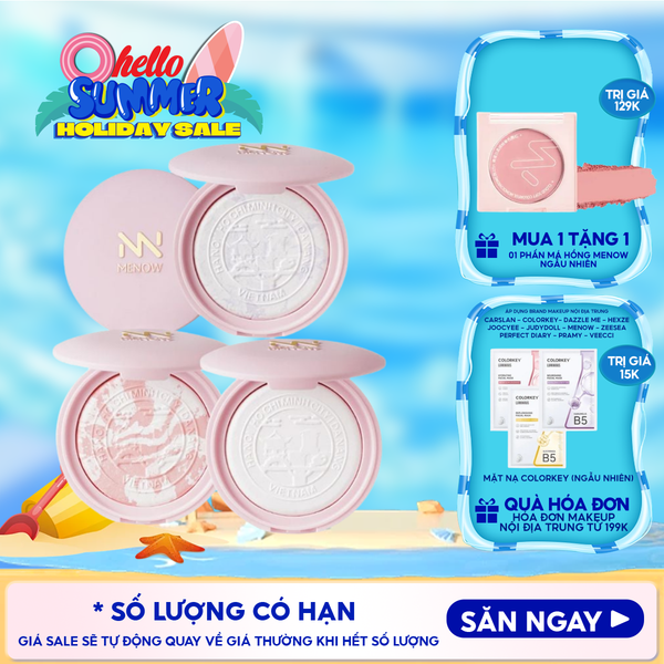  [Vietnam Edition] Phấn Phủ Nén MENOW Mỏng Nhẹ Tự Nhiên Clear Radiant Pressed Powder 7g 