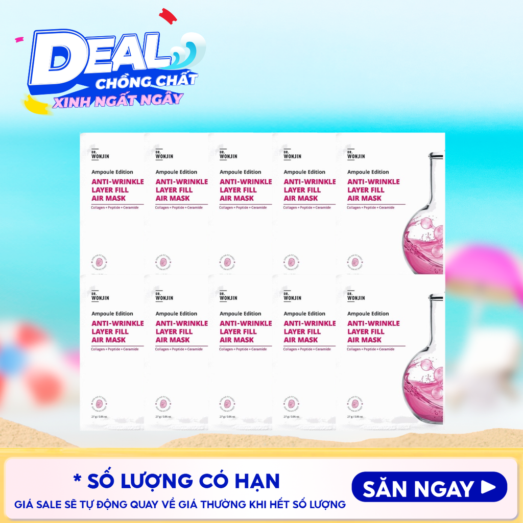 Combo 10 Miếng Mặt Nạ Tinh Chất Cấp Ẩm, Làm Dịu Da Wonjin Ampoule Edition Fill Air Mask 27g