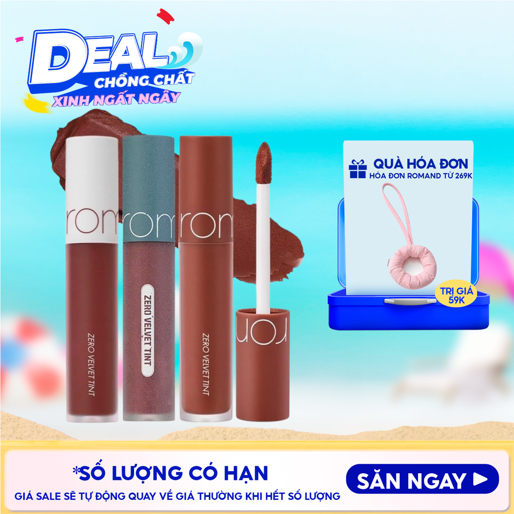 [MÀU 1-30] Son Kem Lì Romand Cực Nhẹ Môi Zero Velvet Tint 5.5g
