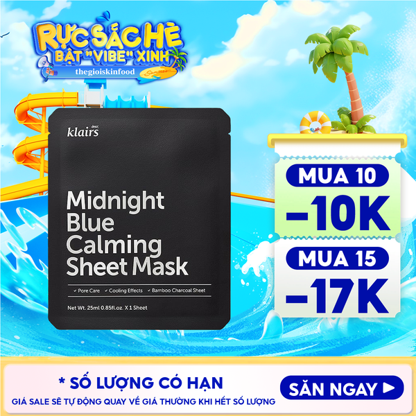 Mặt Nạ Klairs Làm Dịu, Hỗ Trợ Giảm Kích Ứng, Phục Hồi Da Midnight Blue Calming Sheet Mask 25ml 