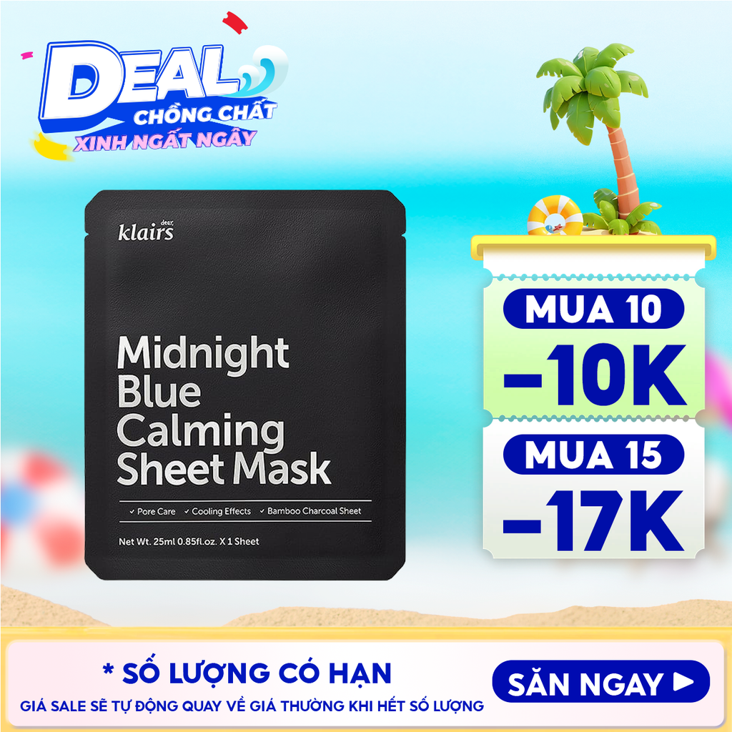 Mặt Nạ Klairs Làm Dịu, Hỗ Trợ Giảm Kích Ứng, Phục Hồi Da Midnight Blue Calming Sheet Mask 25ml