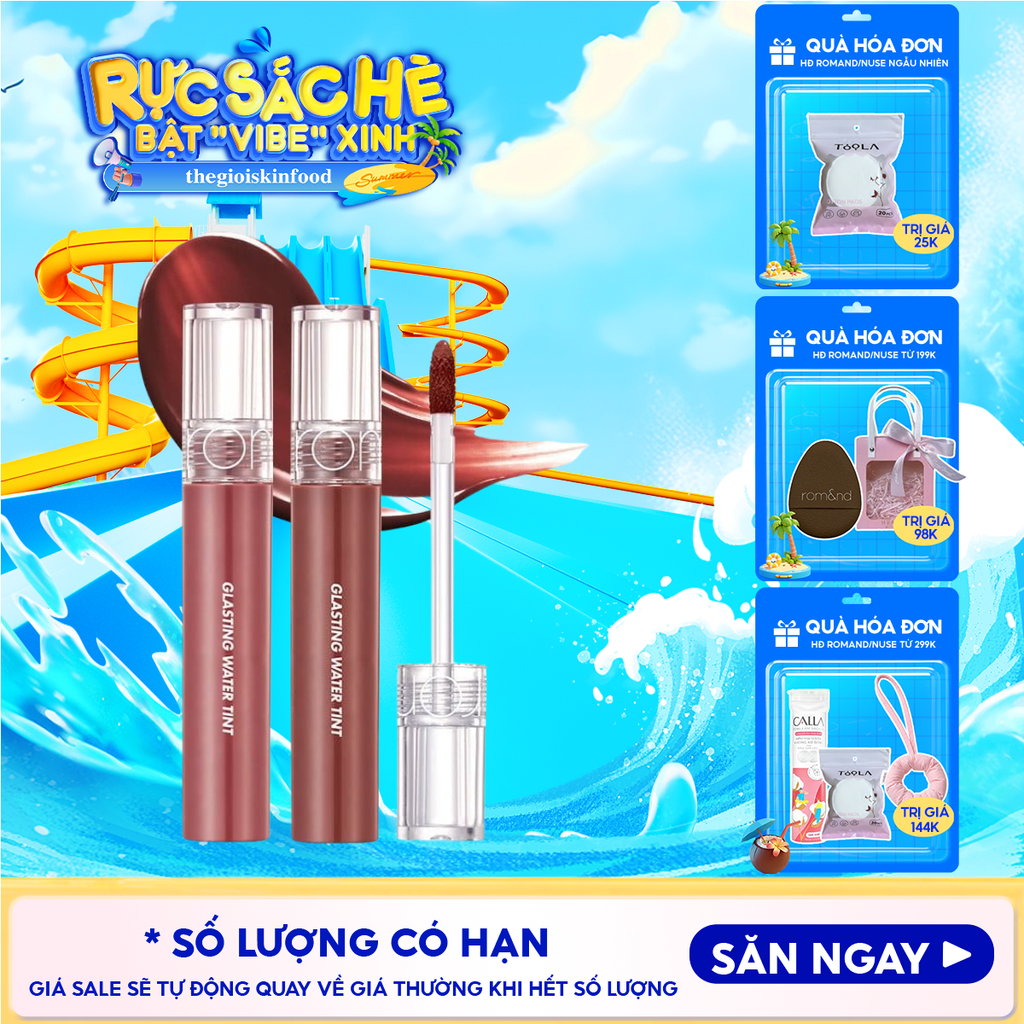 [Màu 1-17] Son Tint Nước Romand Siêu Lì, Lâu Trôi Glasting Water Tint 4g
