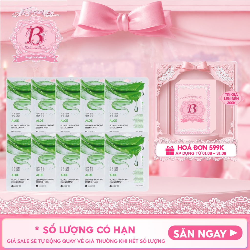 Combo 10 Mask: Mặt Nạ Jkosmec Tinh Chất Cấp Ẩm Chuyên Sâu Ultimate Hydrating Essence Mask 25ml (10 miếng)