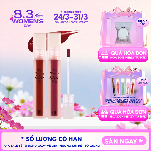  Son Kem Lì Lên Màu Chuẩn, Mịn Mượt Nhẹ Môi Merzy The Watery Blur Tint 4ml 