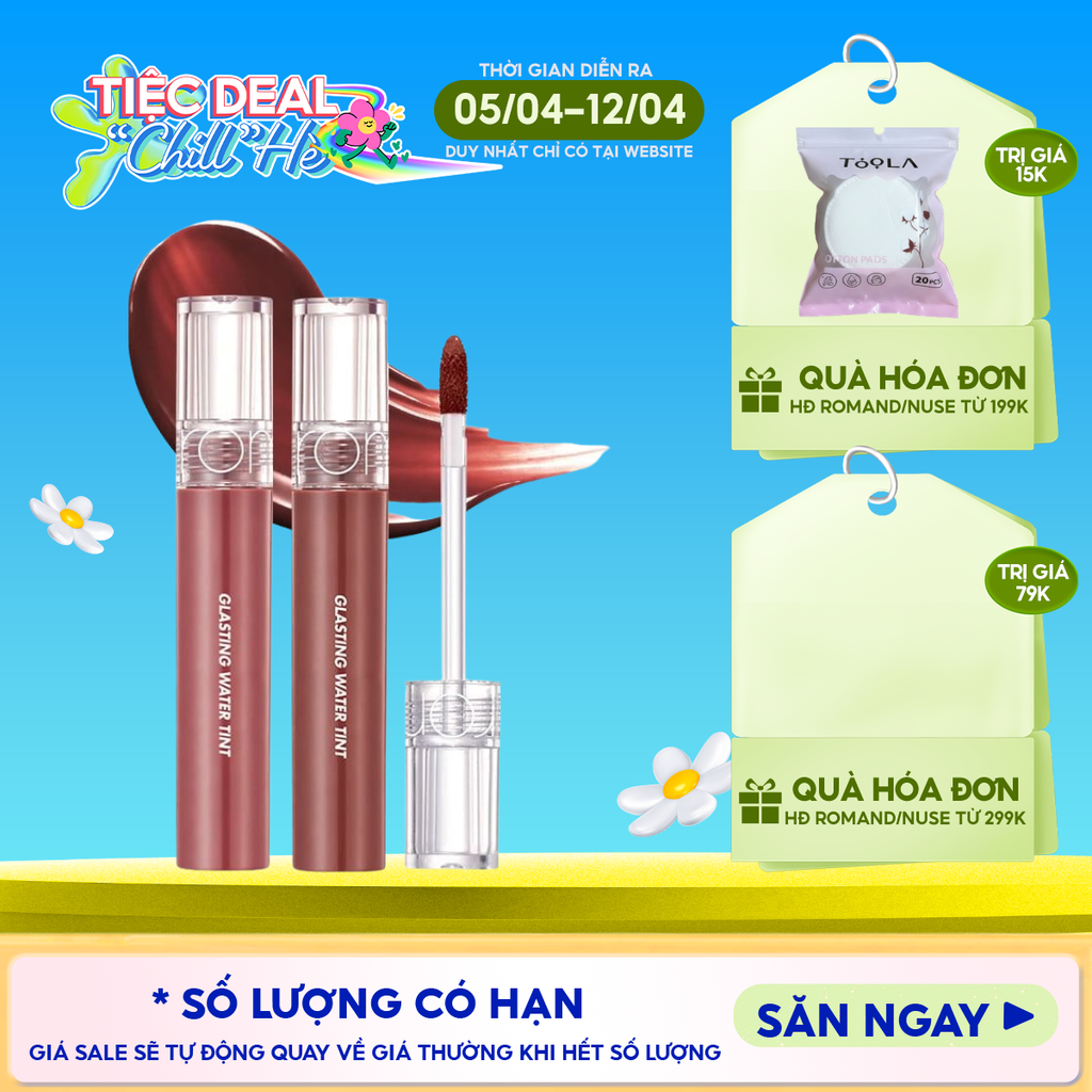 [Màu 1-17] Son Tint Nước Romand Siêu Lì, Lâu Trôi Glasting Water Tint 4g