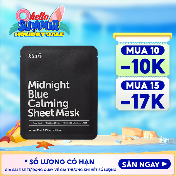  Mặt Nạ Klairs Làm Dịu, Hỗ Trợ Giảm Kích Ứng, Phục Hồi Da Midnight Blue Calming Sheet Mask 25ml 