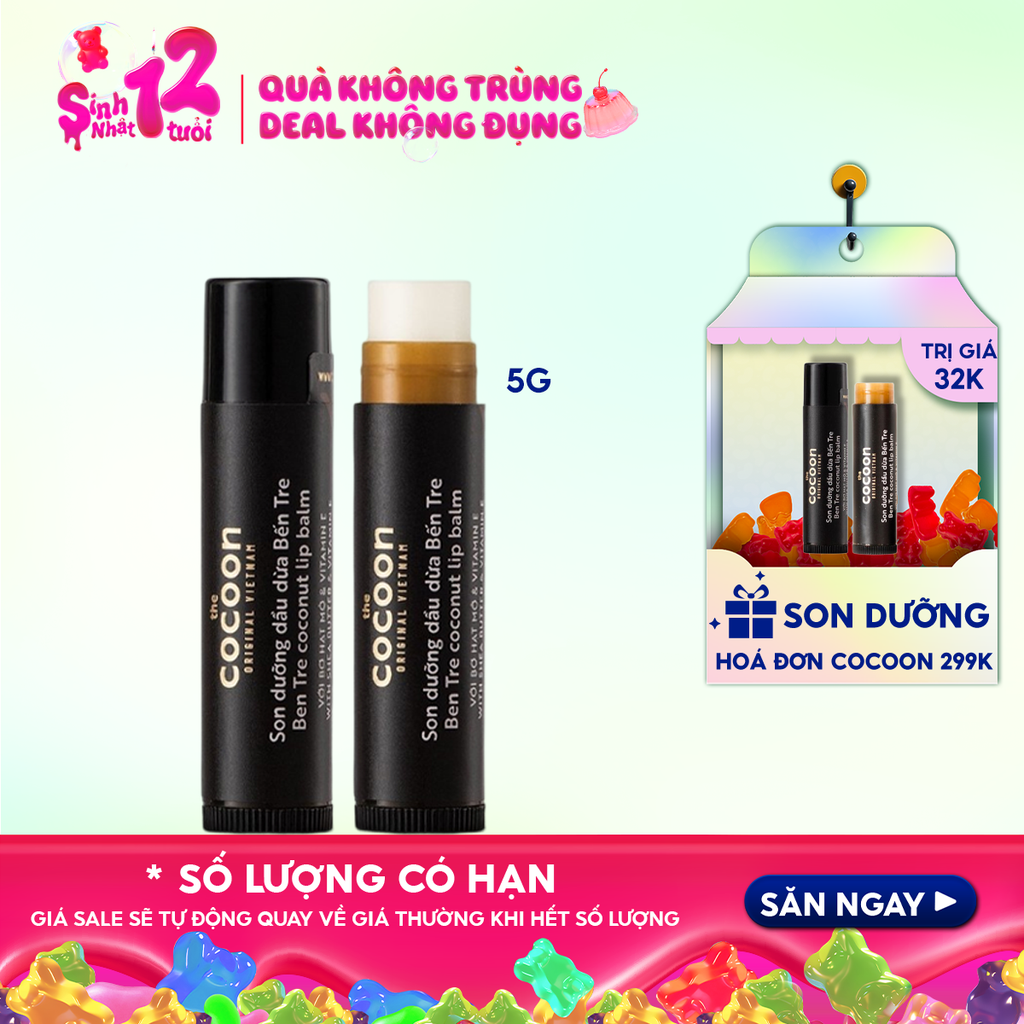 Son Dưỡng Môi Cocoon Chiết Xuất Dầu Dừa Bến Tre Ben Tre Coconut Lip Balm