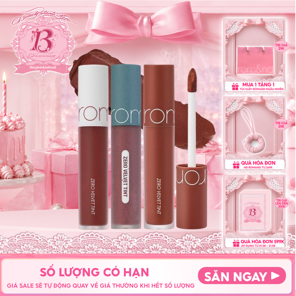  [MÀU 1-30] Son Kem Lì Romand Cực Nhẹ Môi Zero Velvet Tint 5.5g 
