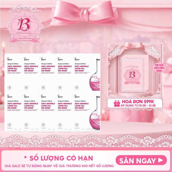  Combo 10 Miếng Mặt Nạ Tinh Chất Cấp Ẩm, Làm Dịu Da Wonjin Ampoule Edition Fill Air Mask 27g 