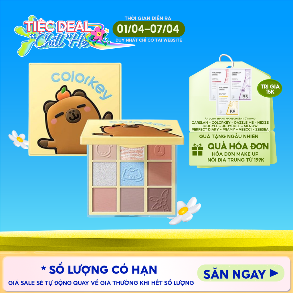 Bảng Phấn Mắt 9 Ô Màu Colorkey Orange Capybara Nine Shades Eyeshadow Palette 13.5g
