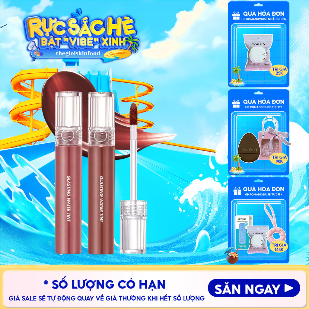 [Màu 1-17] Son Tint Nước Romand Siêu Lì, Lâu Trôi Glasting Water Tint 4g