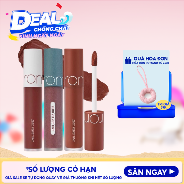  [MÀU 1-30] Son Kem Lì Romand Cực Nhẹ Môi Zero Velvet Tint 5.5g 