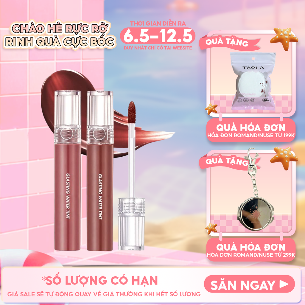 [Màu 1-17] Son Tint Nước Romand Siêu Lì, Lâu Trôi Glasting Water Tint 4g