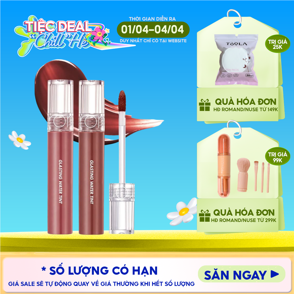 [Màu 1-17] Son Tint Nước Romand Siêu Lì, Lâu Trôi Glasting Water Tint 4g