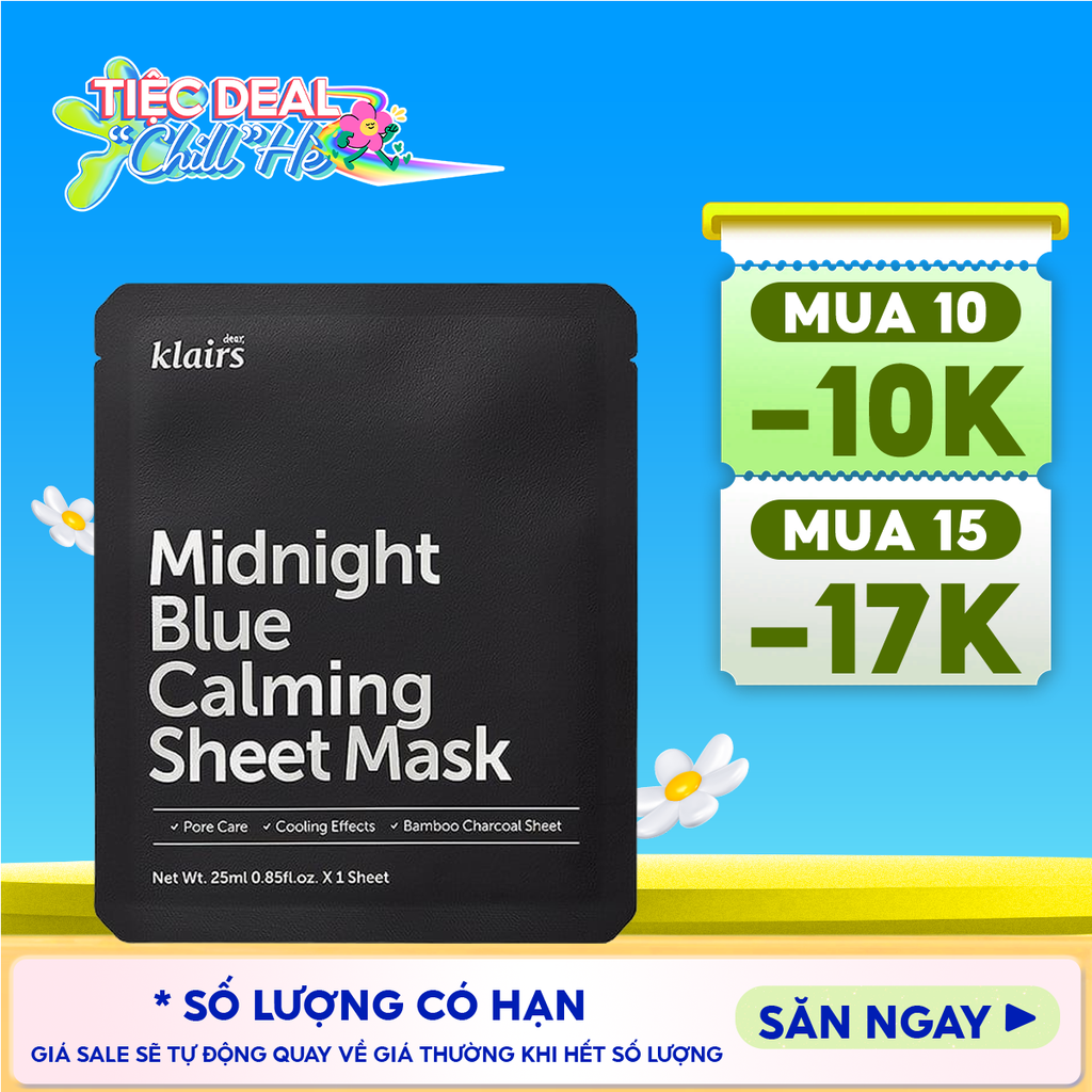Mặt Nạ Klairs Làm Dịu, Hỗ Trợ Giảm Kích Ứng, Phục Hồi Da Midnight Blue Calming Sheet Mask 25ml
