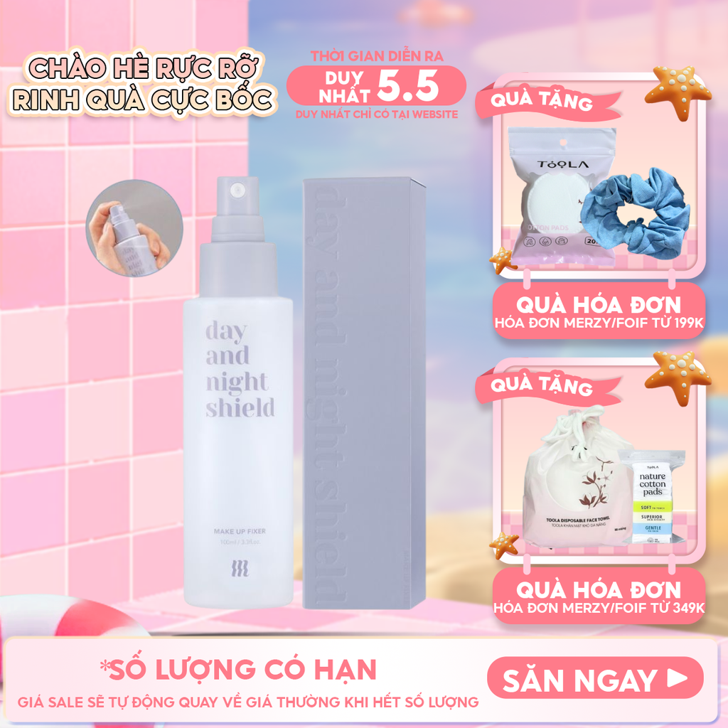 Xịt Khoáng Khóa Nền Merzy Day And Night Shield Makeup Fixer 100ml