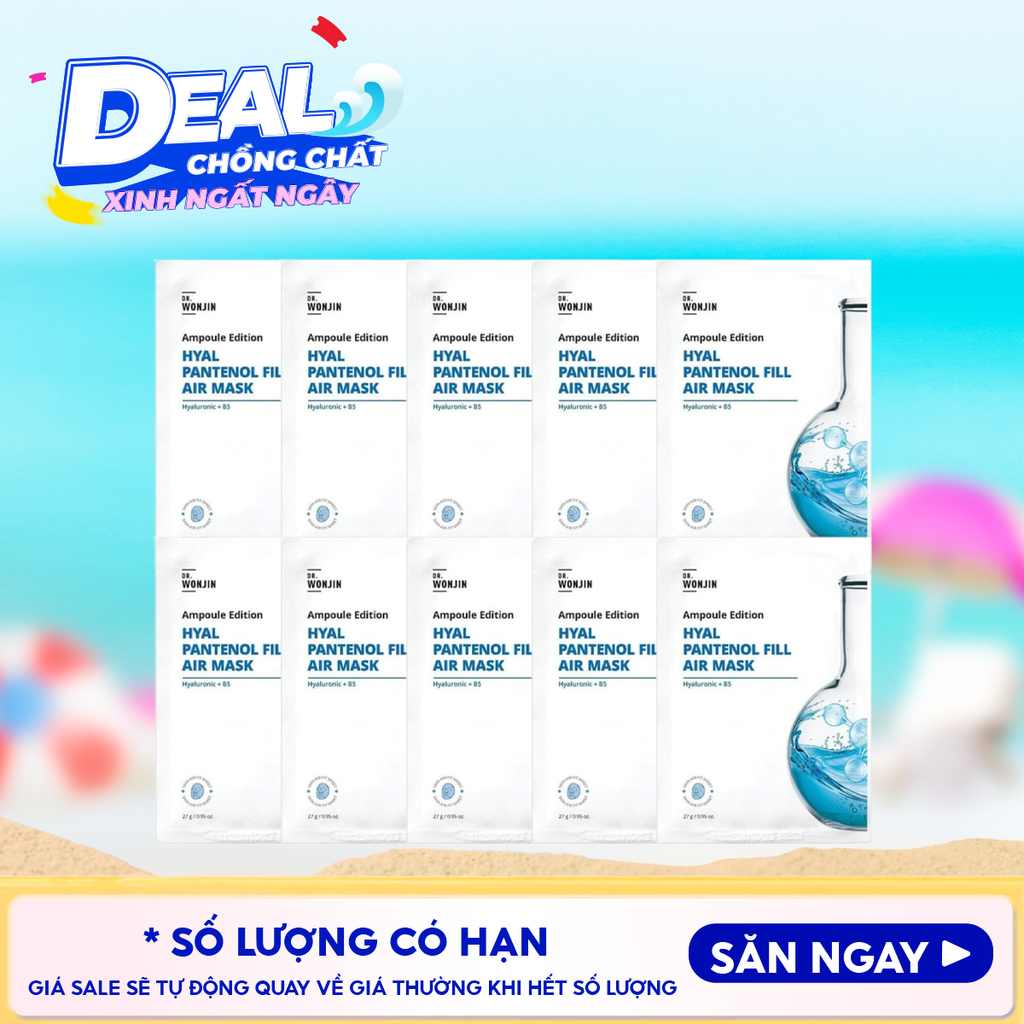 Combo 10 Miếng Mặt Nạ Tinh Chất Cấp Ẩm, Làm Dịu Da Wonjin Ampoule Edition Fill Air Mask 27g