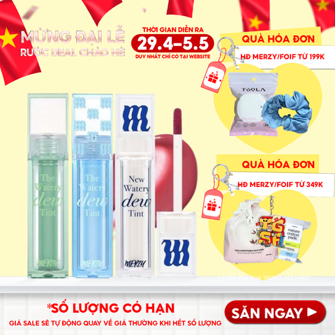 [NEW DEW] Son Tint Bóng Merzy Dạng Thạch, Bền Màu, Lâu Trôi Cho Đôi Môi Căng Mọng, Ẩm Mịn The Watery Dew Tint