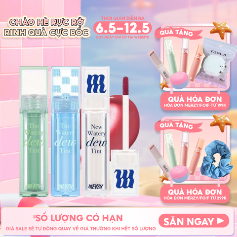 [NEW DEW] Son Tint Bóng Merzy Dạng Thạch, Bền Màu, Lâu Trôi Cho Đôi Môi Căng Mọng, Ẩm Mịn The Watery Dew Tint