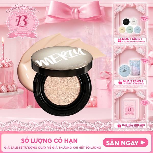  Phấn Nước Che Phủ Hoàn Hảo, Lớp Nền Căng Bóng, Lâu Trôi Merzy The First Cushion Glow SPF 50+/PA+++ 13g 