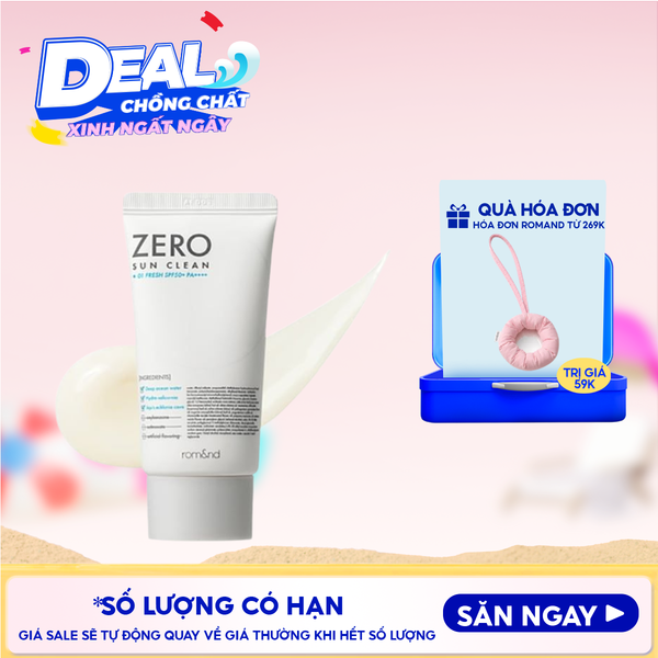  Kem Chống Nắng Romand Kiêm Kem Lót Bảo Vệ Da Hiệu Quả Zero Sun Clean SPF50+/PA++++ 50g 